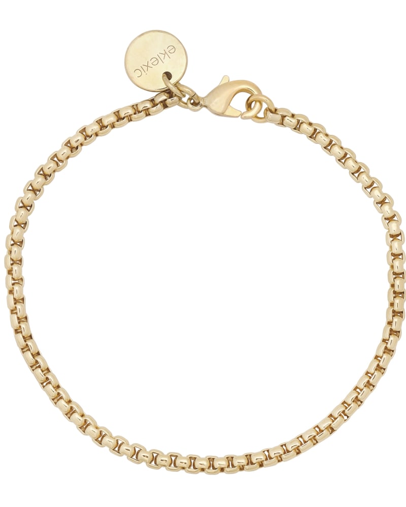 Front of a size 7" Thin Luciana Bracelet 7" Gold in Gold by Eklexic. | dia_product_style_image_id:279294